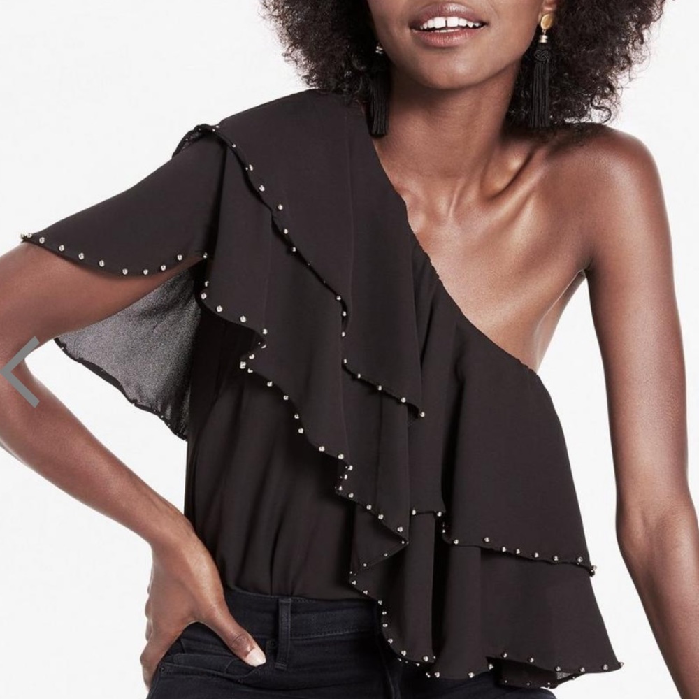 Lucky Brand One Shoulder Studded Top